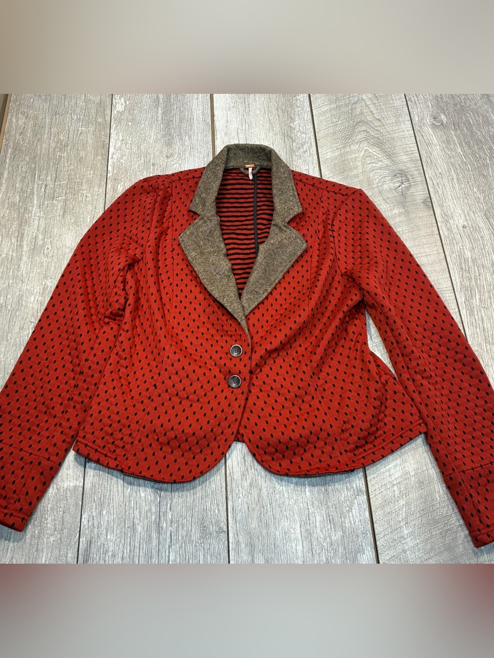 Free people red/orange knit blazer small